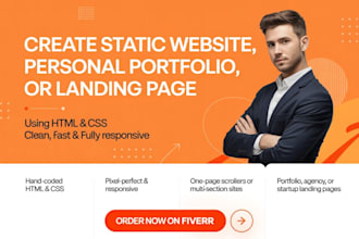 create static website, personal portfolio, or landing page with HTML CSS