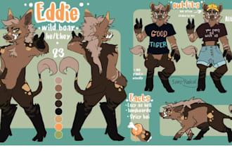 draw furry reference sheet for your fursona ref sheet anthro nsfw oc