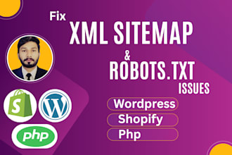 fix XML sitemap and robots txt issues for shopify and wordpress