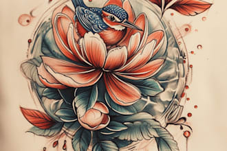 create a traditional or old school style tattoo design