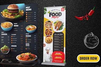 design restaurant menu, digital flyer, menu board, restaurant menu design