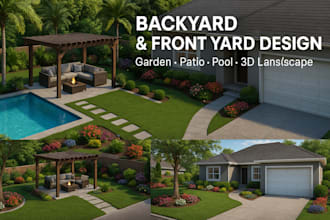 design backyard front yard garden patio and swimming pool