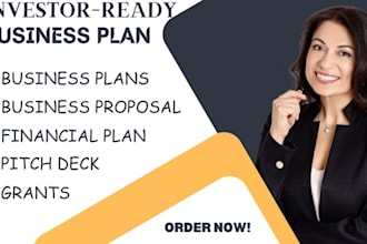 write an investor ready business plan, financial plan, and grants