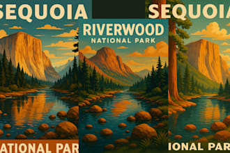 modern travel poster retro vintage poster  landscape poster postcard nation park