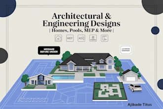 detailed swimming pool design, campus master plan, adu, garage single family mep