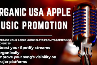 do organic USA apple music promotion, spotify promotion, via apple music play