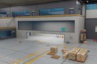 design and render 3d logistics, warehouse, storage, distribution center models