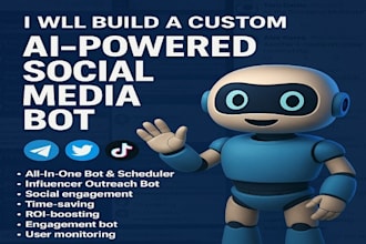 build a custom ai powered social media bot for telegram, twitter, discord, x bot