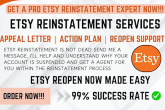 handle etsy reinstatement, suspension, appeal letter, reopen, and appeal service
