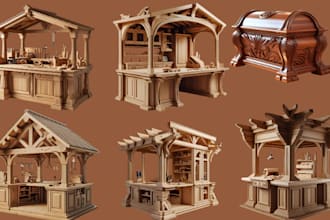 make sketchup 3d model of furniture woodworking  into a step by step