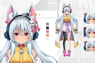 design high quality ready to rig vtuber model anime live2d vtuber illustration