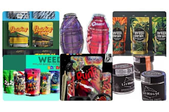 design weed supplement label, mylar bag cannabis pouch,  hemp label weed pouch