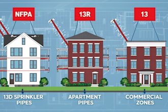 provide nfpa 13d design, drafting, fire sprinkler, 13r, cbc codes