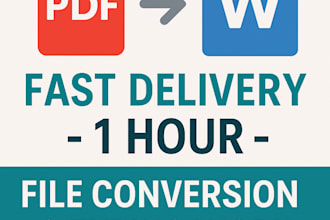 convert PDF to word, excel, or do fast data entry in 1 hour