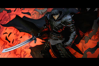 draw custom dark berserk style art in high quality