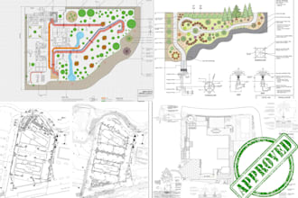 design irrigation plan, drainage, drip, sprinkler, site planning using autocad