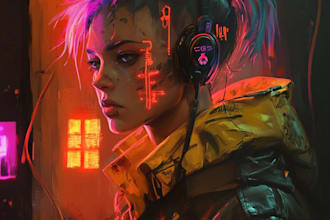 create a cyberpunk illustration style or fan arts