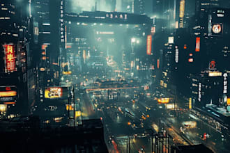 make a awesome cyberpunk futuristic city art or night city