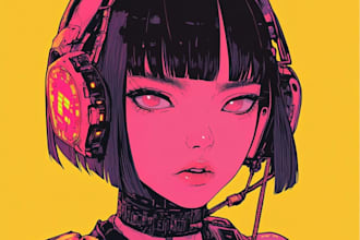 draw cyberpunk pop art anime characters