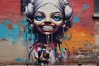 reate a graffiti stickers for street art
