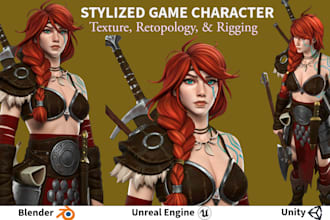make stylized 3d character modeling with rigging for unreal engine and unity