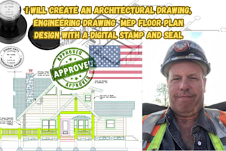 draw, stamp architectural engineering drawing for permit approval across the US