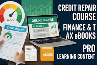 create credit repair course, credit repair ebook, tax, and finance course