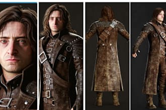 sculpt realistic 3d game character model with zbrush, ue5 rigging and texture