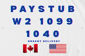 do professional paystub, check stubs, stubs, payroll, payslip, w2, 1099 and 1040