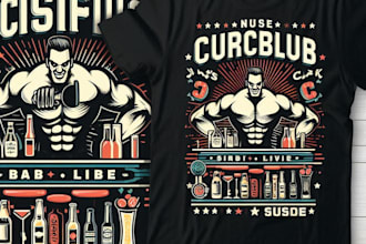 design bar and nightclub logo with t shirt design