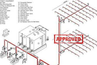 do approved ca, fl, texas license  fire protection stamp, fire sprinkler plan