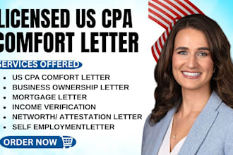 provide US CPA letter, financial statement, comfort letter, income verification