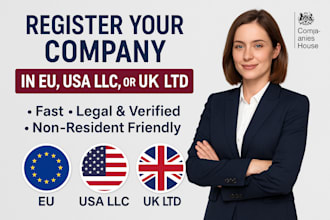 register your company in eu, USA llc, or UK ltd professionally