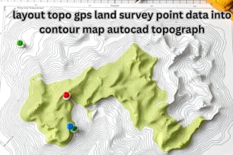 layout topo gps land survey point data into contour map autocad topograph