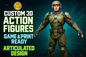 create a custom 3d action figure articulated model for 3d printing and games