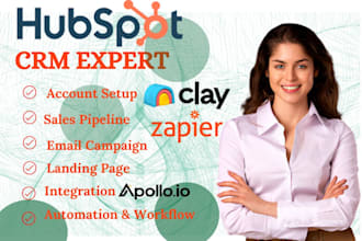 setup clay com hubspot CRM apollo io sequences hubspot crm workflows and automat
