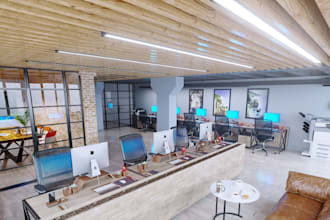renovate 3d modern cooperate office,co working space,3d home office, cgi  render