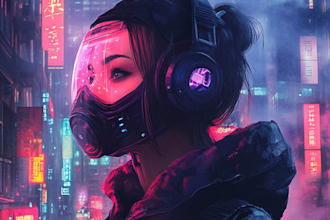 create cyberpunk anime style illustration for you