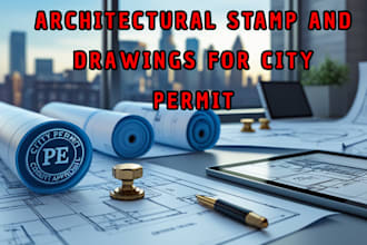 do architectural drawing, engineering plan, stamp and seal for city permit