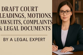 draft court pleadings, motion, lawsuit, complaint, petition, appeal, answer, nda