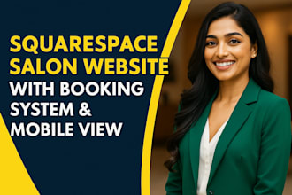 design squarespace salon website with booking feature and mobile responsive
