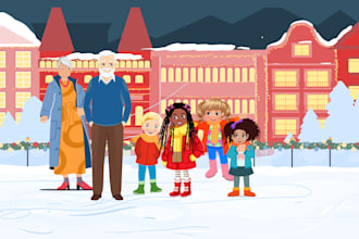 illustrate  children storybook with custom characters