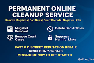 permanently remove mugshots,cases,article,bad news, delete negative links google