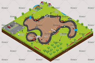 design detailed custom isometric style maps for your project