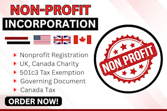 do US, UK, canada non profit corporation, apply for charity with cra, cio, 501c3