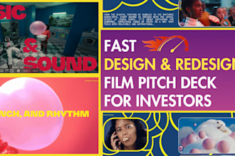 design a bold ppt film pitch deck for TV series, screenplay web or investor use