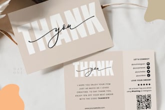 design amazon thank you card, product insert, package insert