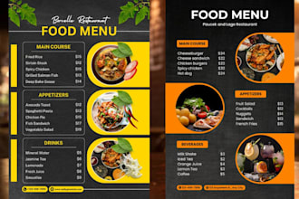 do amazing food menu design, restaurant menu design, café menu design, food menu