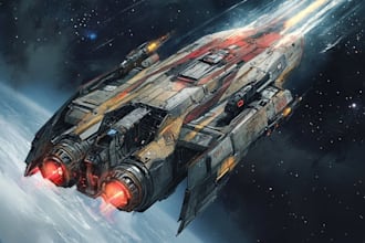 draw spaceship concept art or starship or sci fi vehicle