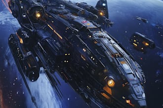 design spaceship, sci fi illustration and sci fi art